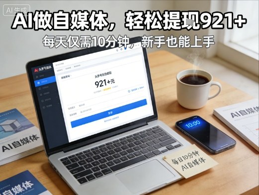 每天花费10分钟,头条号收益921+,用AI做自媒并不难【附视频教程】-资源宝库