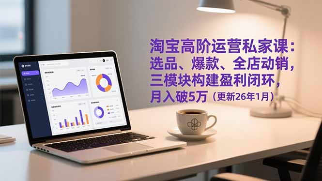 淘宝高阶运营私家课:选品、爆款、全店动销,三模块构建盈利闭环,月入破5万(更新26年1月-资源宝库