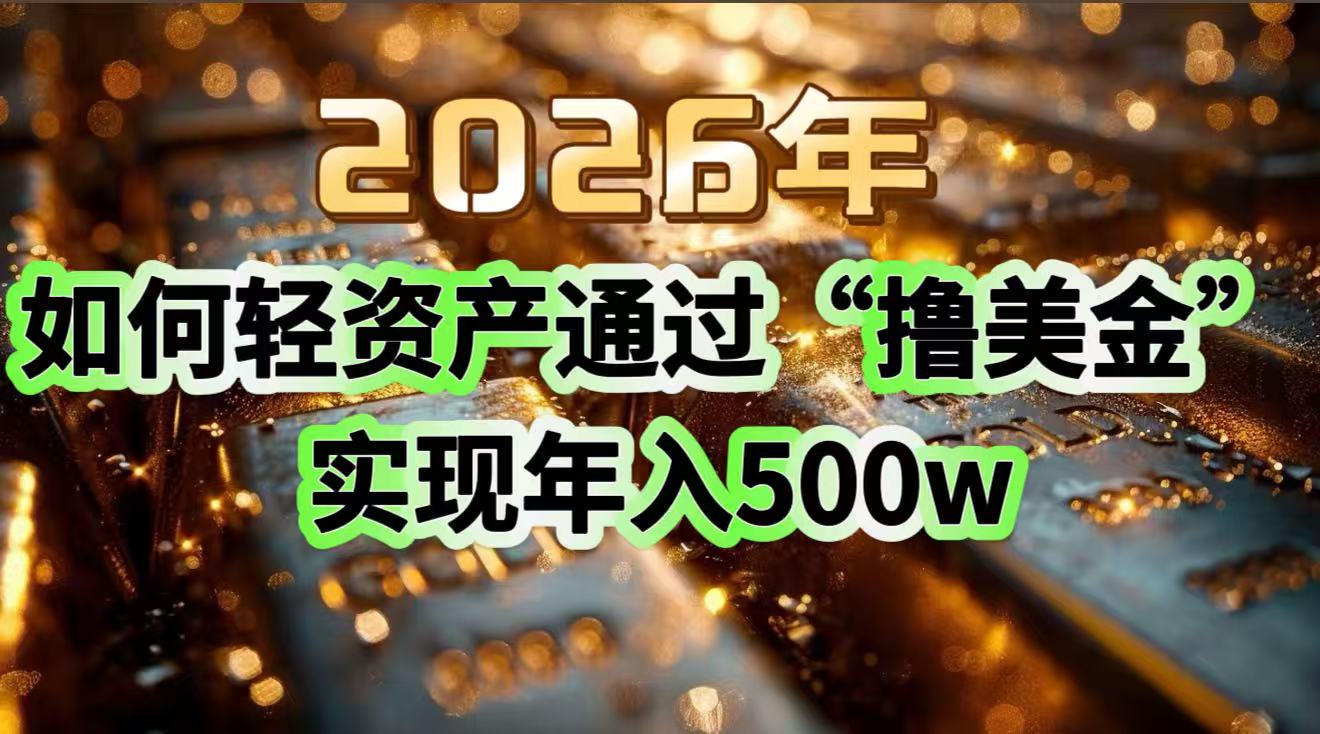 2026年如何轻资产通过“撸美金”实现年入500w-资源宝库