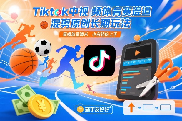 Tiktok中视频体育赛道混剪原创长期玩法,靠播放量賺米,小白轻松上手-资源宝库