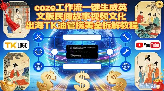 Coze扣子工作流一键生成英文版民间故事视频,文化出海TK油管捞美金拆解教程-资源宝库