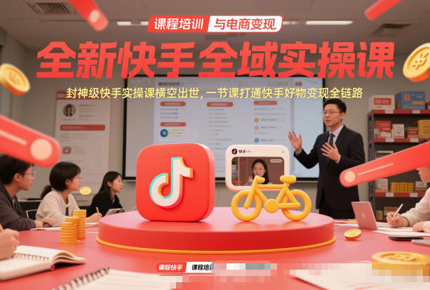 全新快手全域实操课，封神级快手实操课横空出世，一节课打通快手好物变现全链路-资源宝库