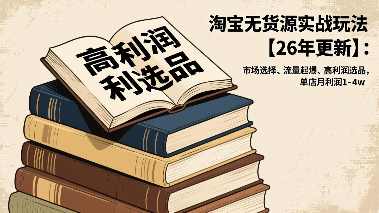 淘宝无货源实战玩法【26年更新】:市场选择、流量起爆、高利润选品,单店月利润1-4w-资源宝库
