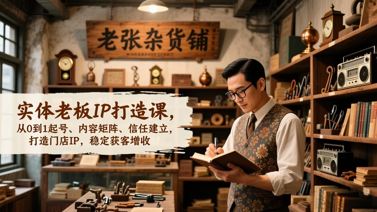 实体老板IP打造课,从0到1起号、内容矩阵、信任建立,打造门店IP,稳定获客增收-资源宝库