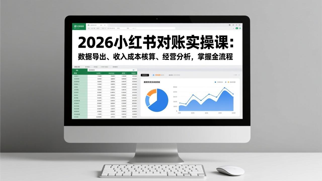 2026小红书对账实操课:数据导出、收入成本核算、经营分析,掌握全流程-资源宝库