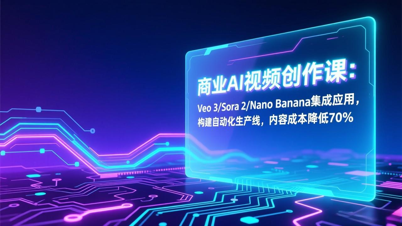 商业AI视频创作课:Veo 3/Sora 2/Nano Banana集成应用,构建自动化生产线,内容成本降低70%-资源宝库