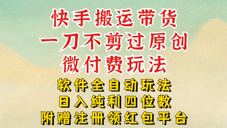 快手搬运带货,一刀不剪过原创,微付费玩法,软件全自动玩法,日入纯利四位数【揭秘】-资源宝库