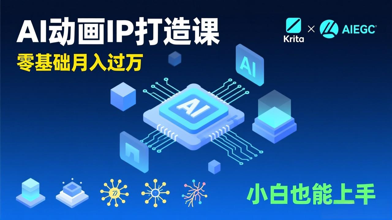 AI动画新手变现课,Krita+AIGC、模型训练、商单资源,零基础月入过万,小白也能上手-资源宝库