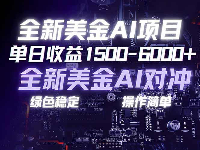 美金AI对冲项目，日入1500-6000+，绿色稳定，操作简单，创业副业首选，可批量放大-资源宝库