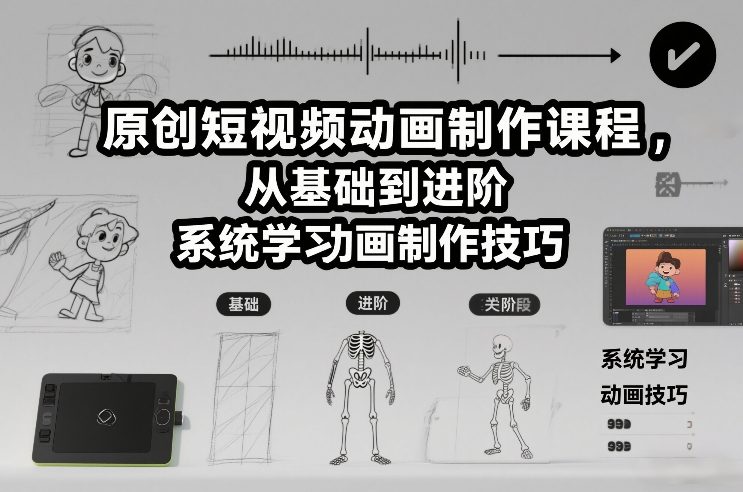 原创短视频动画制作课程,从基础到进阶,系统学习动画制作技巧-资源宝库