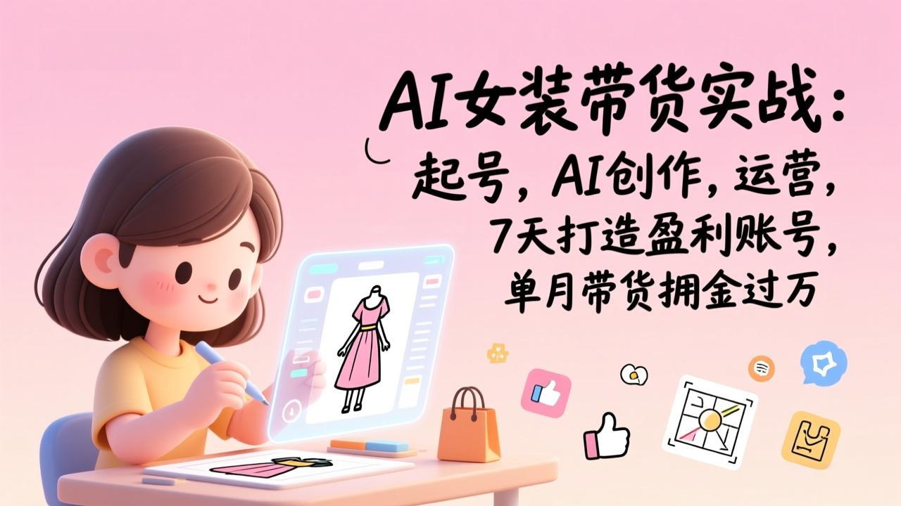 AI女装带货实战：起号，AI创作，运营，7天打造盈利账号，单月带货佣金过万-资源宝库