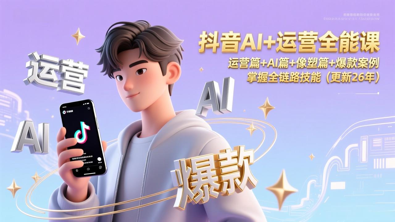 抖音AI+运营全能课，运营篇+AI篇+像塑篇+爆款案例，掌握全链路技能(更新26年-资源宝库