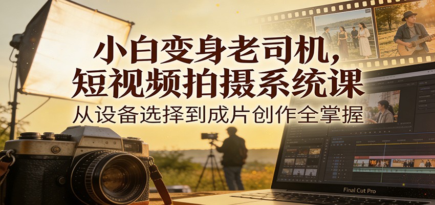 小白变身老司机,短视频拍摄系统课,从设备选择到成片创作全掌握-资源宝库