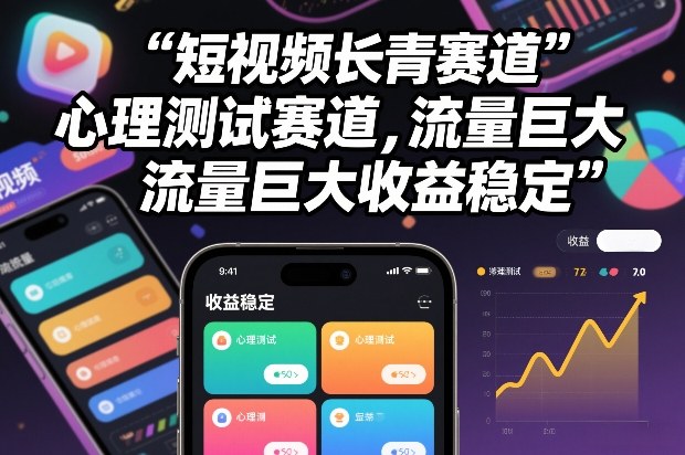 短视频长青赛道，心里测试赛道，流量巨大，收益稳定-资源宝库
