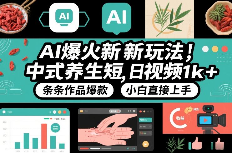 AI爆火新玩法，中式养生短视频，日收益1k+条条作品爆款，小白直接上手，附详细教程-资源宝库