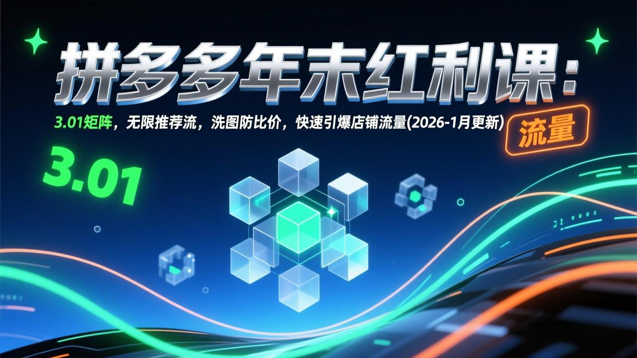 拼多多年末红利课：3.01矩阵，无限推荐流，洗图防比价，快速引爆店铺流量(2026-1月更新-资源宝库