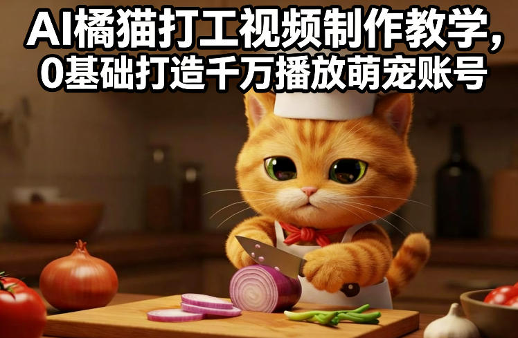 AI橘猫打工视频制作教学,流量狂飙,0基础打造千万播放萌宠账号-资源宝库