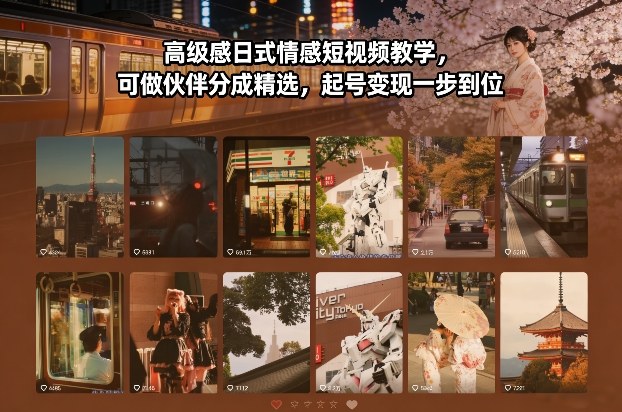 高级感日式情感短视频教学,可做伙伴分成精选,起号变现一步到位-资源宝库