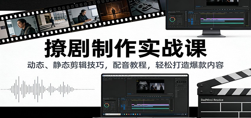 撩剧制作实战课：动态、静态剪辑技巧，配音教程，轻松打造爆款内容-资源宝库