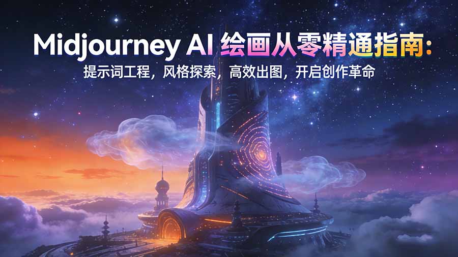 Midjourney AI绘画从零精通指南:提示词工程,风格探索,高效出图,开启创作革命-资源宝库