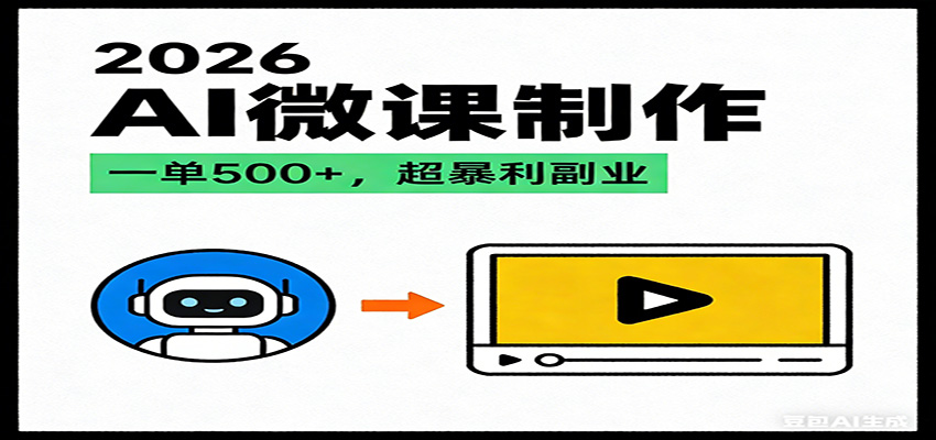 2026AI 风口最稳副业:微课代写制作,一单 500+,人人可做的蓝海项目-资源宝库