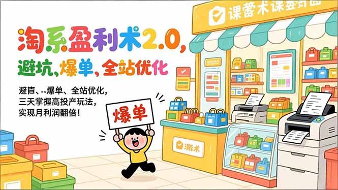 淘系盈利术2.0，避坑、爆单、全站优化，三天掌握高投产玩法，实现月利润翻倍！-资源宝库
