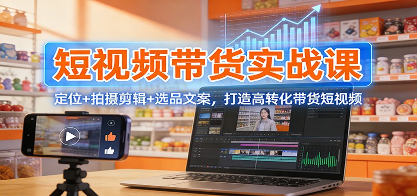 短视频带货实战课：定位+拍摄剪辑+选品文案，打造高转化带货短视频-资源宝库