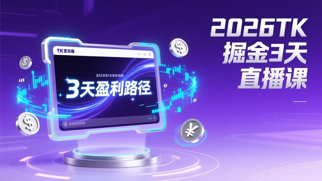 2026TK掘金直播课,起号涨粉+直播带货+商单变现+3天打通盈利路径,月入过万美金-资源宝库