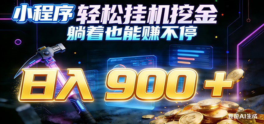 小程序挂机挖金，自动赚金币换现金，多号并行日入900+，轻松搞副业-资源宝库