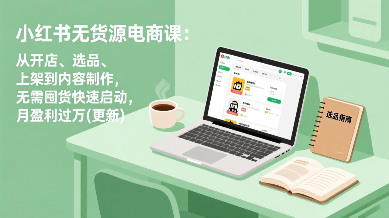 小红书无货源电商课：从开店、选品、上架到内容制作，无需囤货快速启动，月盈利过万(更新-资源宝库