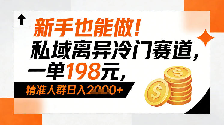 新手也能做！私域离异冷门赛道，一单198，精准人群日入1k+-资源宝库