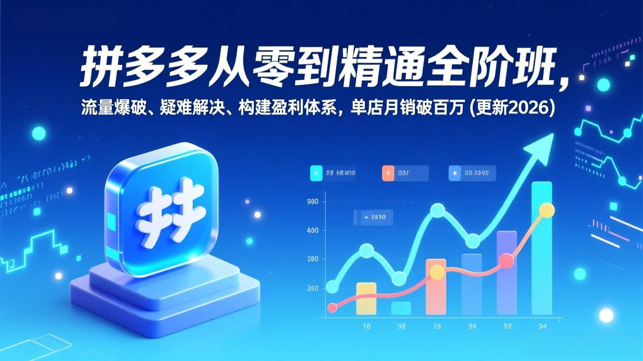 拼多多从零到精通全阶班,流量爆破、疑难解决,构建盈利体系,单店月销破百万(更新2026-资源宝库