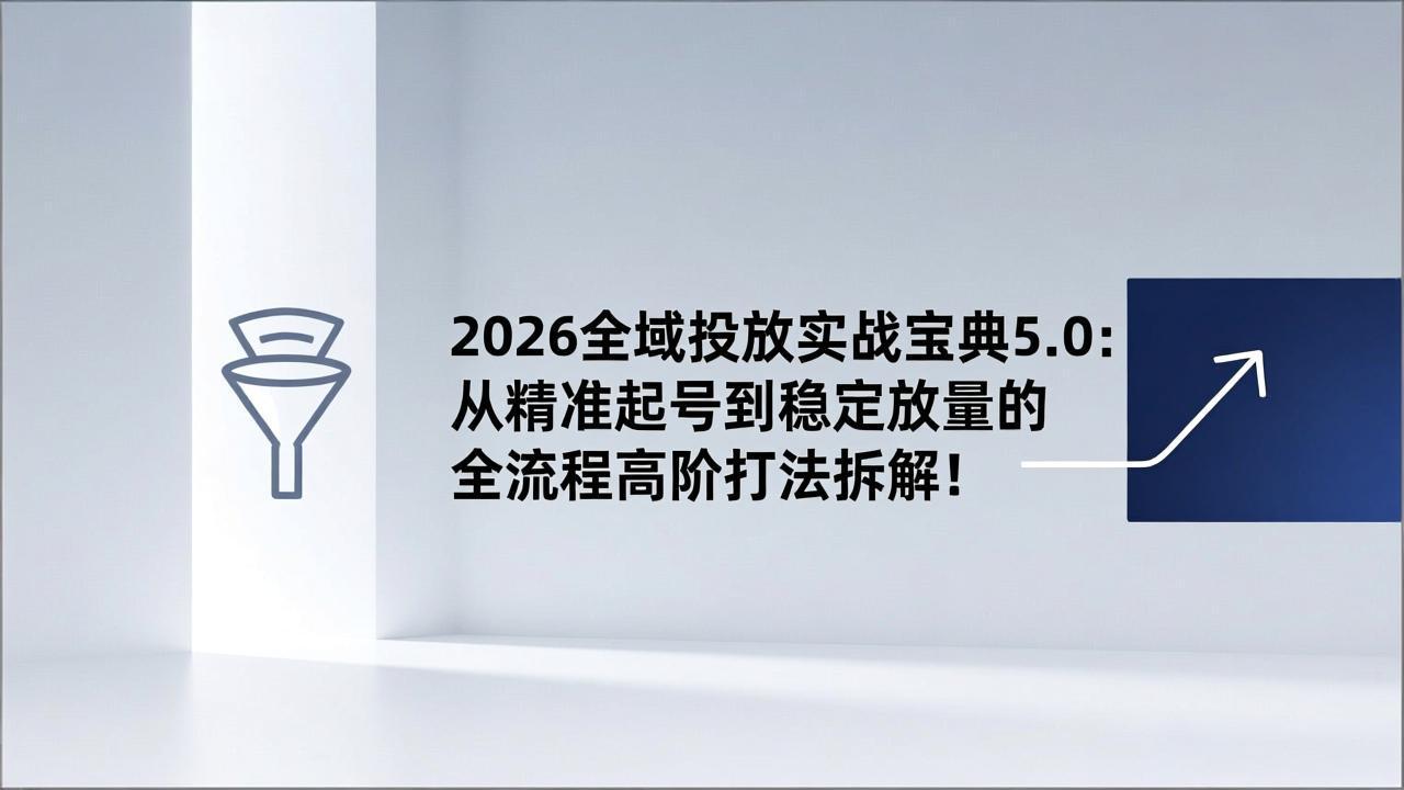 2026全域投放实战宝典5.0:从精准起号到稳定放量的全流程高阶打法拆解!-资源宝库