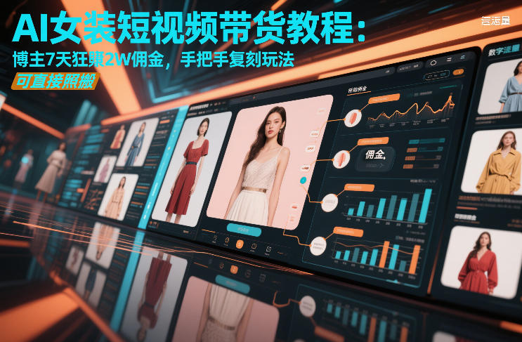 AI女装短视频带货教程：博主7天狂賺2W佣金，手把手复刻玩法，可直接照搬-资源宝库