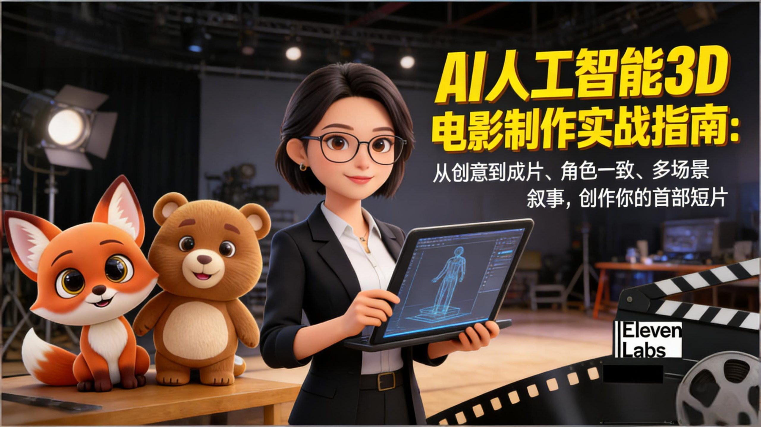 AI人工智能3D电影制作实战指南:从创意到成片、角色一致、多场景叙事,创作你的首部短片-资源宝库