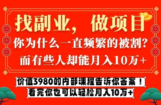 价值3980的网创内部课程,告诉你互联网创业月入10个W的秘密【揭秘】-资源宝库