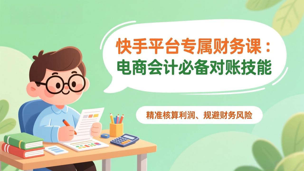 快手平台专属财务课:电商会计必备对账技能,精准核算利润、规避财务风险-资源宝库