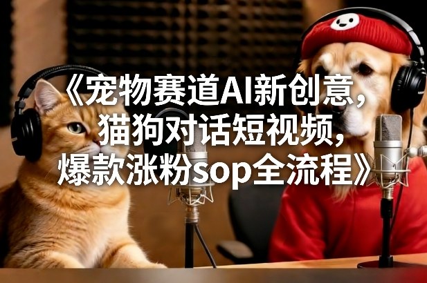 宠物赛道AI新创意，猫狗对话短视频，爆款涨粉sop全流程-资源宝库