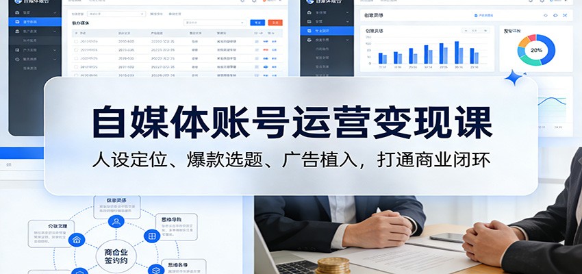 自媒体账号运营变现课：人设定位、爆款选题、广告植入，打通商业闭环-资源宝库