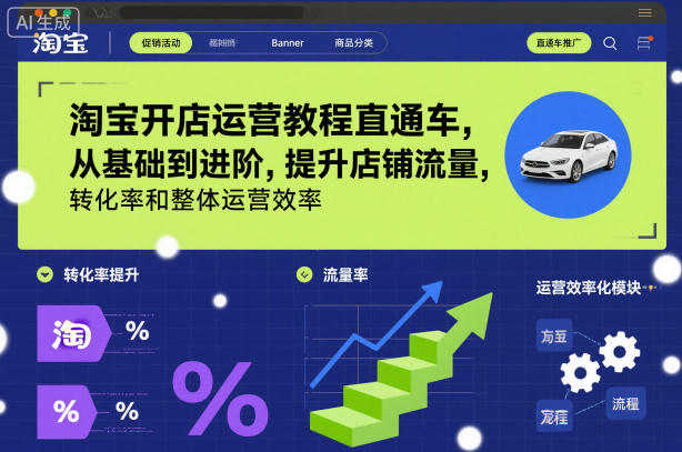 淘宝开店运营教程直通车,从基础到进阶,提升店铺流量,转化率和整体运营效率(更新26年1月)-资源宝库