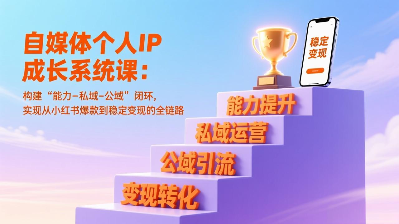 自媒体个人IP成长系统课：构建“能力-私域-公域”闭环，实现从小红书爆款到稳定变现的全链路-资源宝库