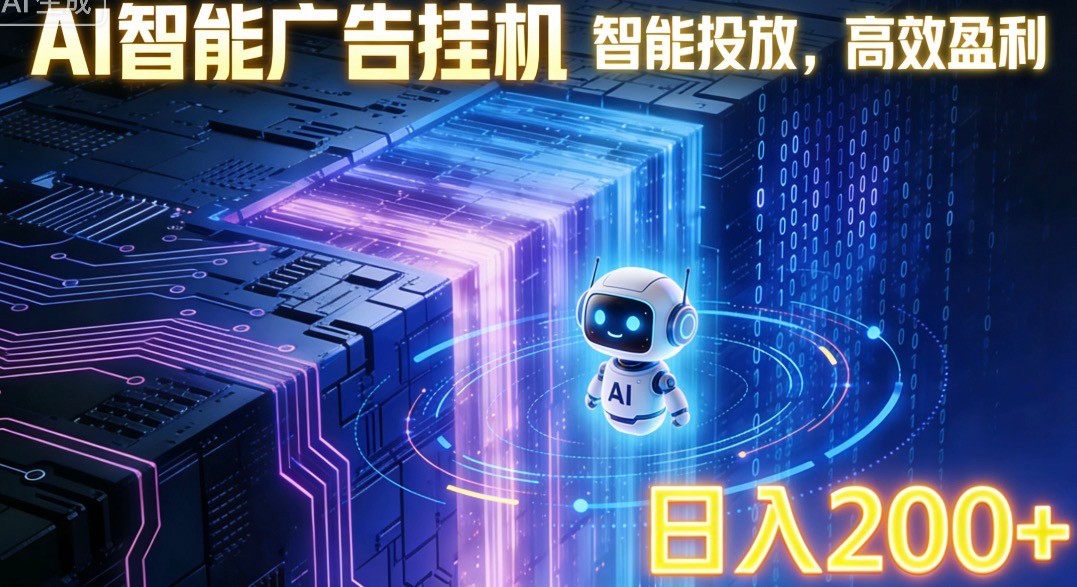 ai智能广告挂机项目，合规挂载广告即可赚取收益，单日收益可达400～500+-资源宝库