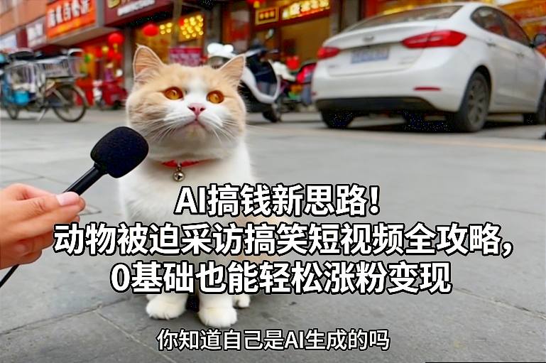 AI搞钱新思路!动物被迫采访搞笑短视频全攻略,0基础也能轻松涨粉变现-资源宝库
