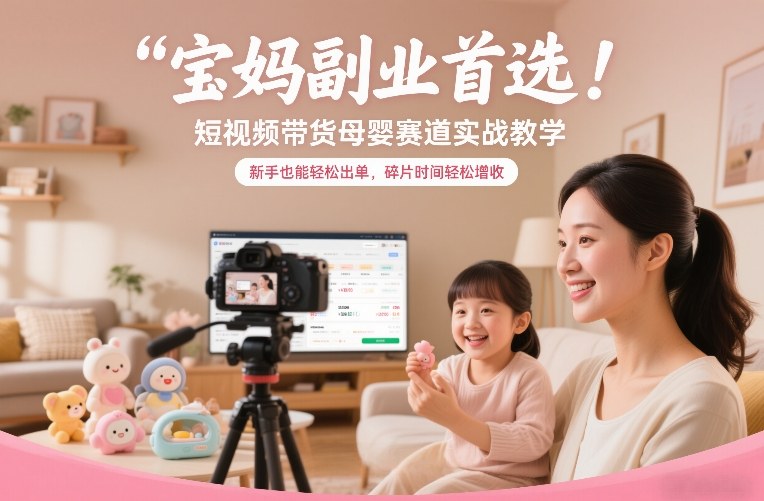 宝妈副业首选!短视频带货母婴赛道实战教学,新手也能轻松出单,碎片时间轻松增收-资源宝库