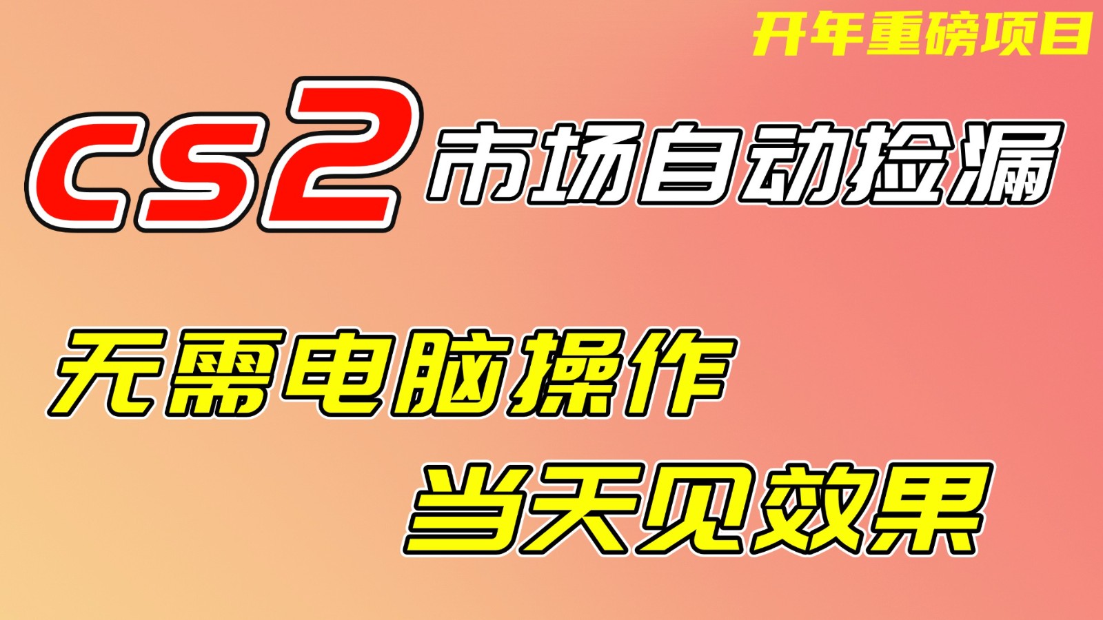 CS2市场挂机项,无需电脑操作,无需进入游戏,当天见效果,支持任何形式验证-资源宝库