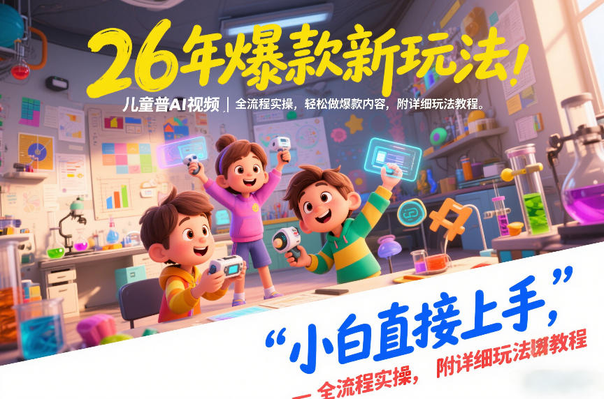 26年爆款新玩法，儿童科普AI视频，全流程实操，轻松做爆款内容，小白直接上手，附详细玩法教程-资源宝库