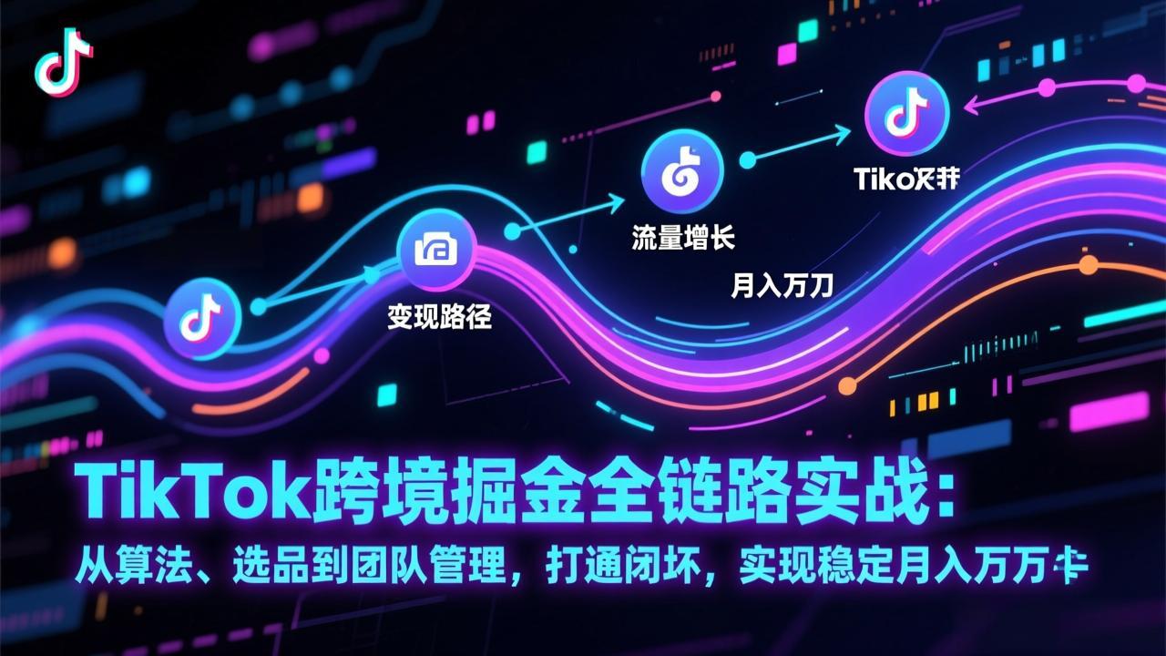 TikTok跨境掘金全链路实战:从算法、选品到团队管理,打通闭环,实现稳定月入万刀-资源宝库