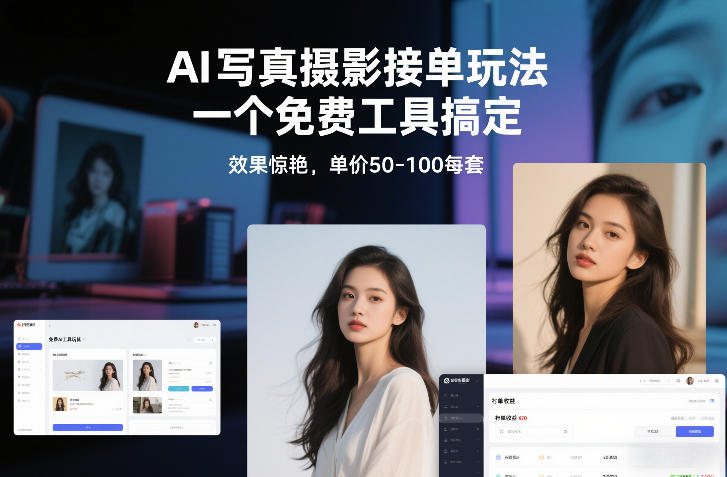AI写真摄影接单玩法,一个免费工具搞定,效果惊艳,单价50-100每套-资源宝库