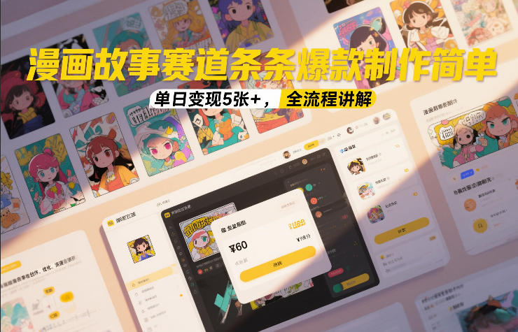 漫画故事赛道条条爆款制作简单，单日变现5张+，全流程讲解-资源宝库
