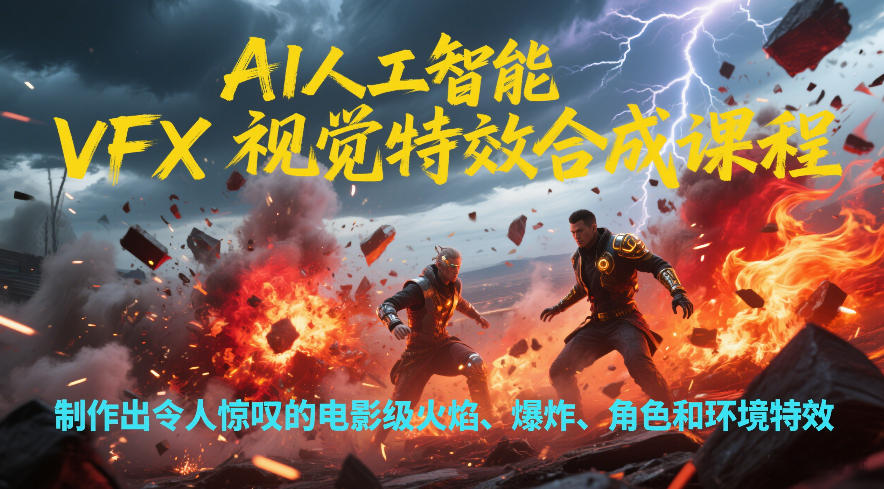 AI人工智能VFX视觉特效合成课程，制作出令人惊叹的电影级火焰、爆炸、角色和环境特效-资源宝库